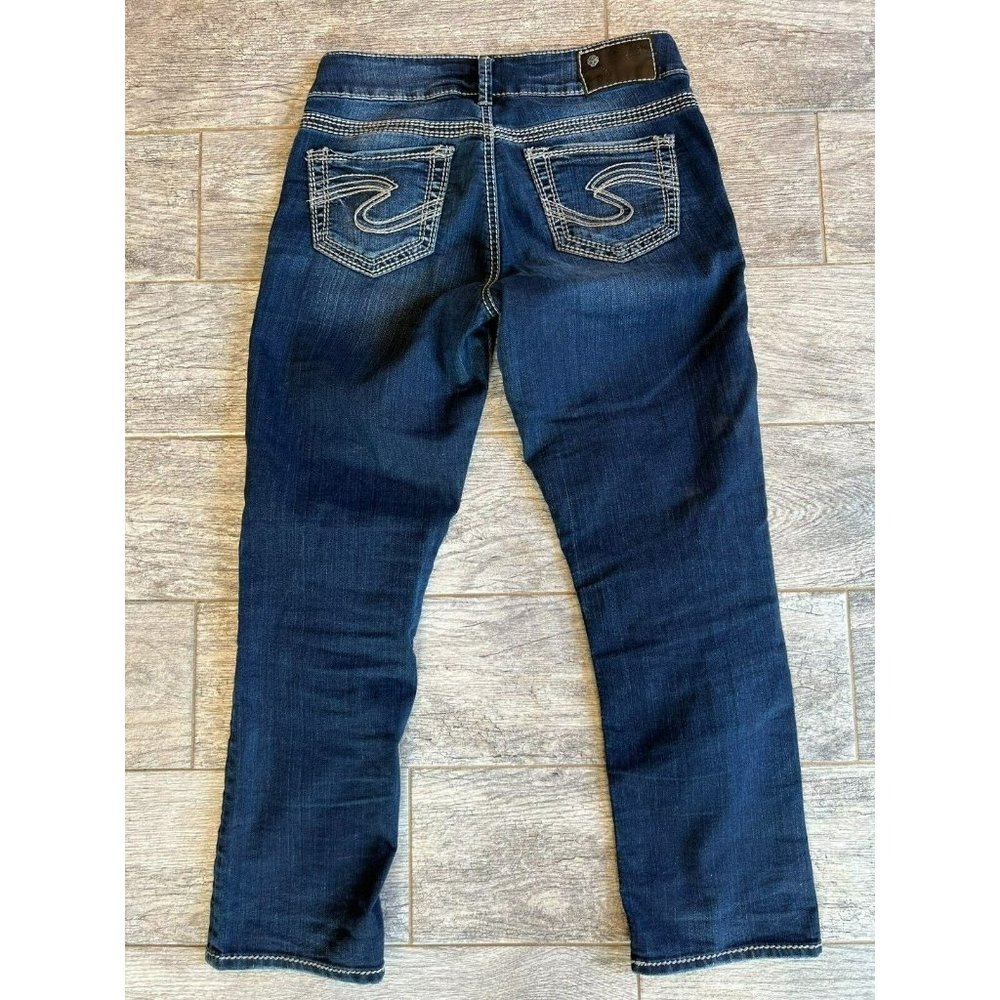 Silver Jeans Suki Mid Capri W26 Denim Cropped Crop Jean size 26 Dark Wash Womens